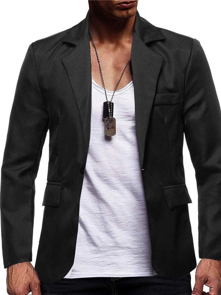 Blazer De Lazer Masculino Com Lapela Fina De Um Botão