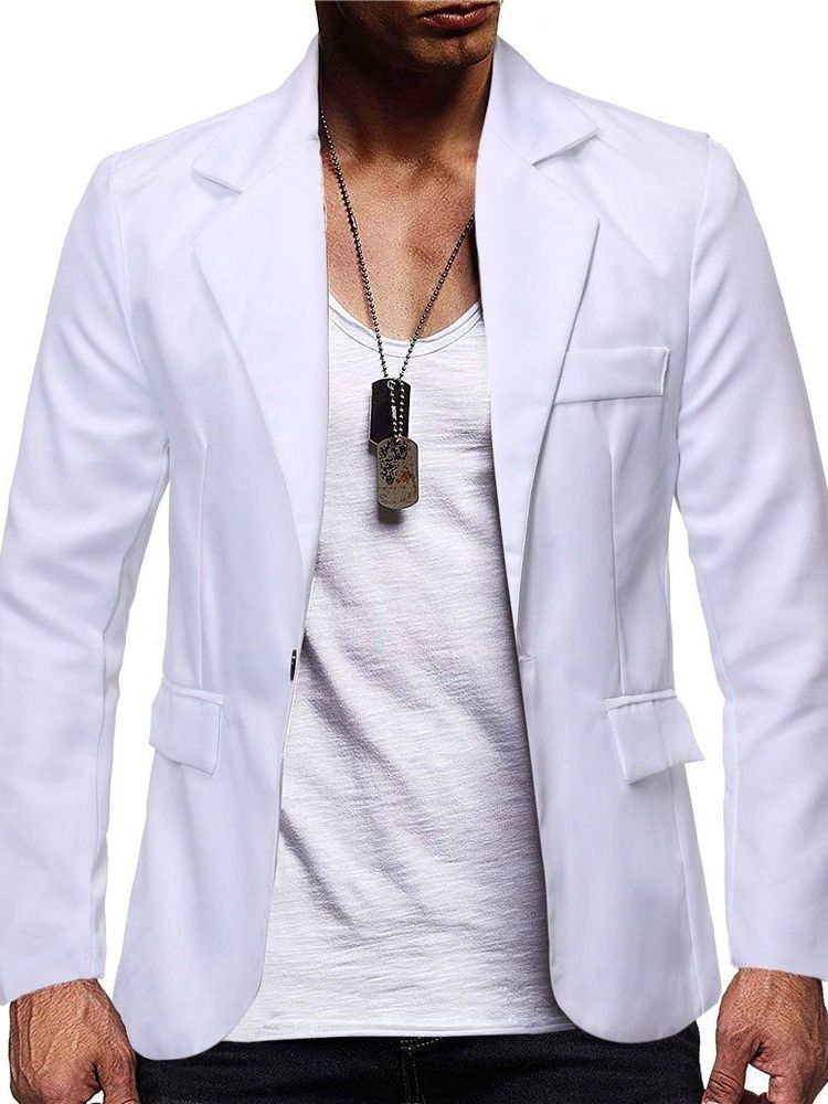 Blazer De Lazer Masculino Com Lapela Fina De Um Botão