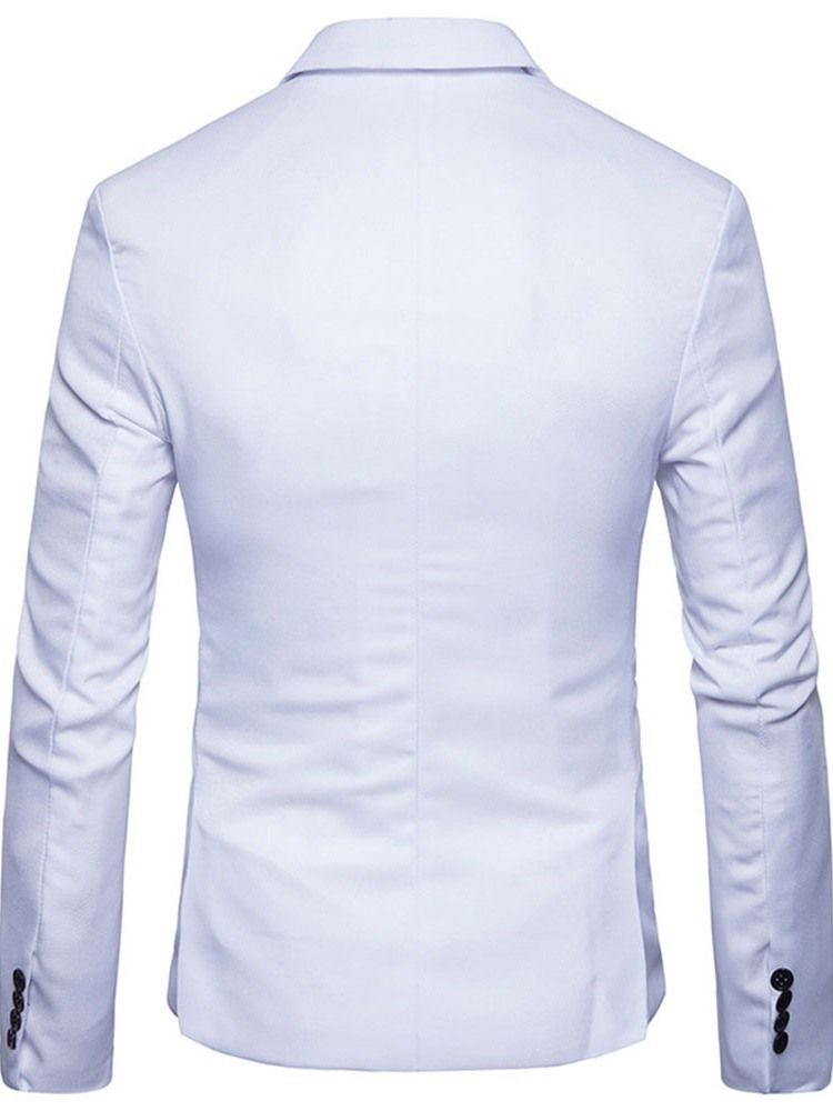 Blazer De Lazer Masculino Com Lapela Fina De Um Botão