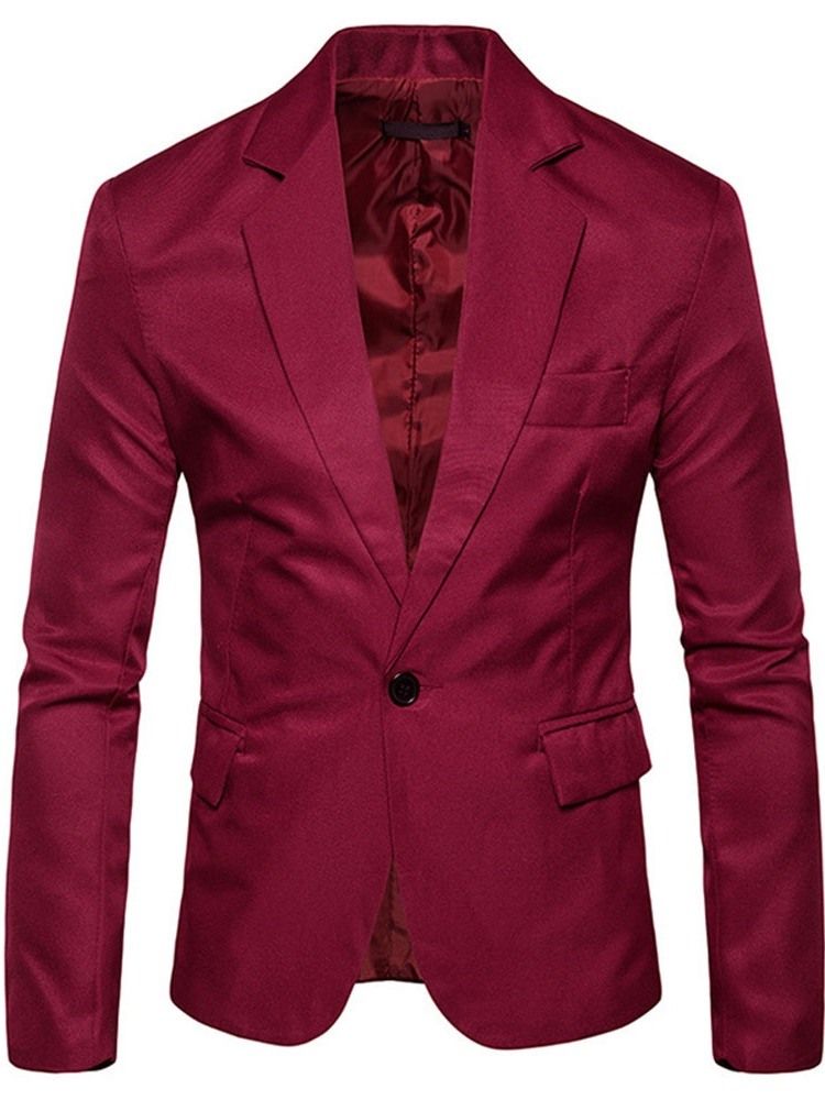 Blazer De Lazer Masculino Com Lapela Fina De Um Botão