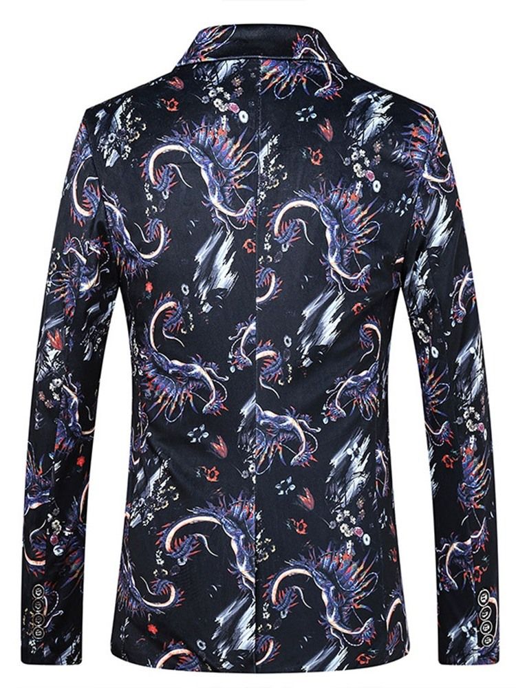 Blazer De Lazer Masculino Fino Estampado Lapela Entalhada