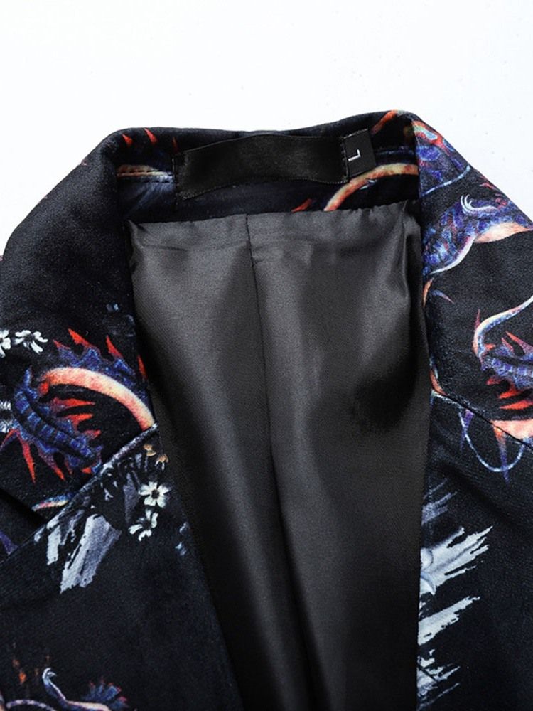 Blazer De Lazer Masculino Fino Estampado Lapela Entalhada