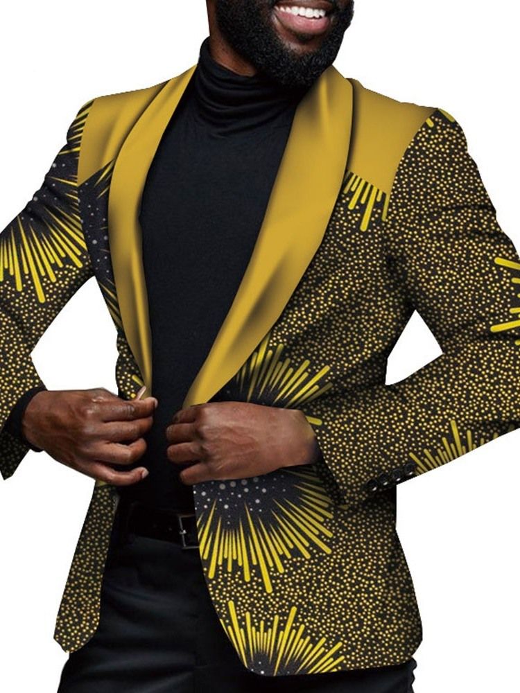 Blazer De Lazer Masculino Slim Com Impressão De Um Botão
