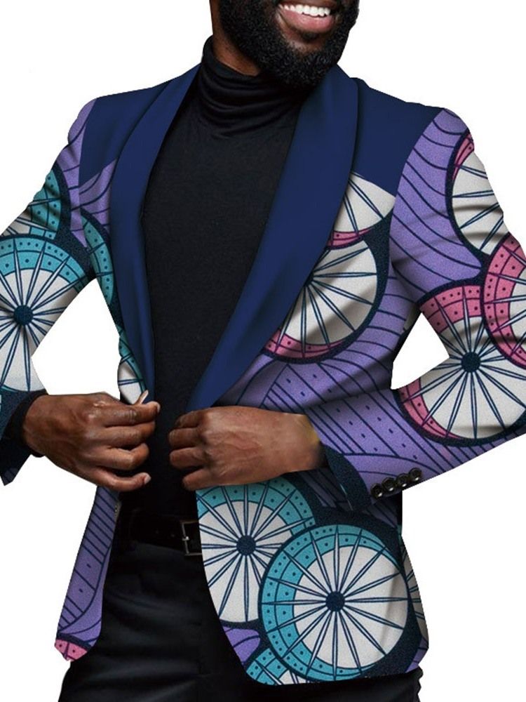 Blazer De Lazer Masculino Slim Com Impressão De Um Botão