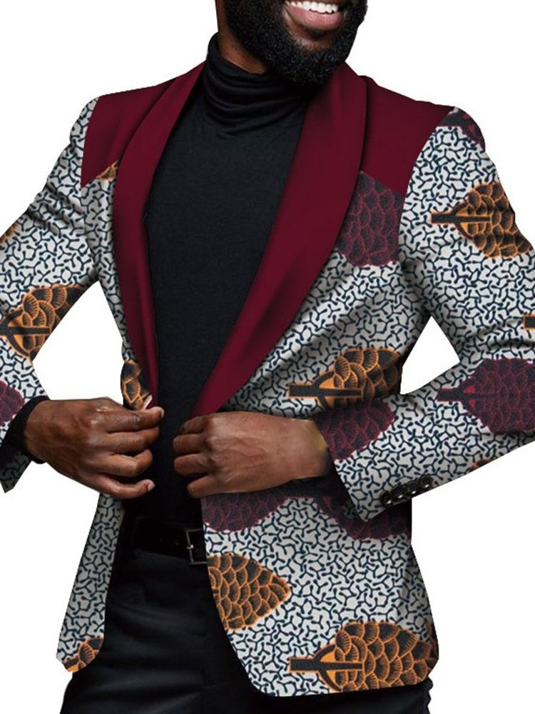 Blazer De Lazer Masculino Slim Com Impressão De Um Botão