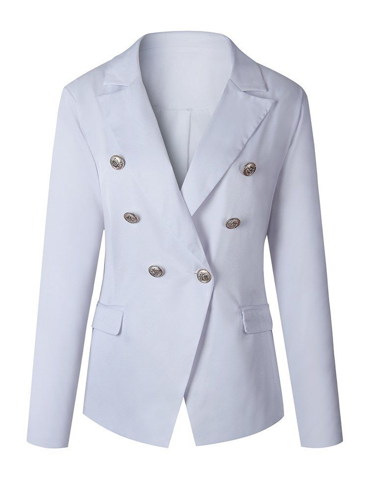 Blazer Liso Feminino Com Botão De Peito Duplo