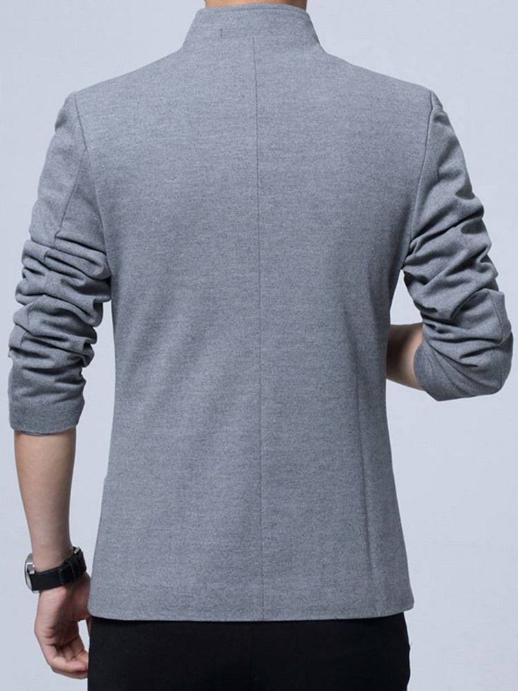 Blazer Masculino Com Colarinho De Cor Sólida