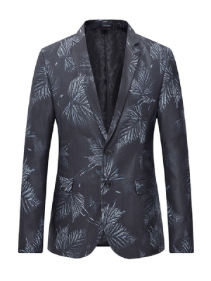 Blazer Masculino Fino Com Estampa De Lapela Entalhada