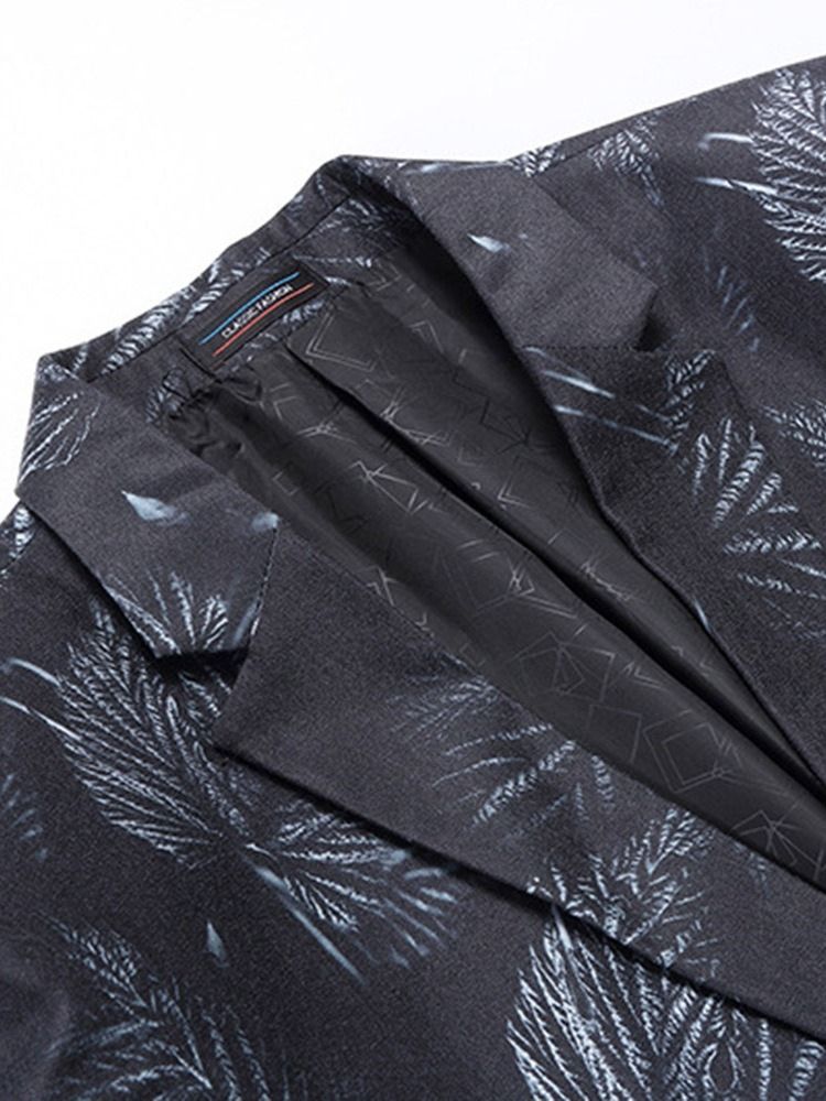 Blazer Masculino Fino Com Estampa De Lapela Entalhada