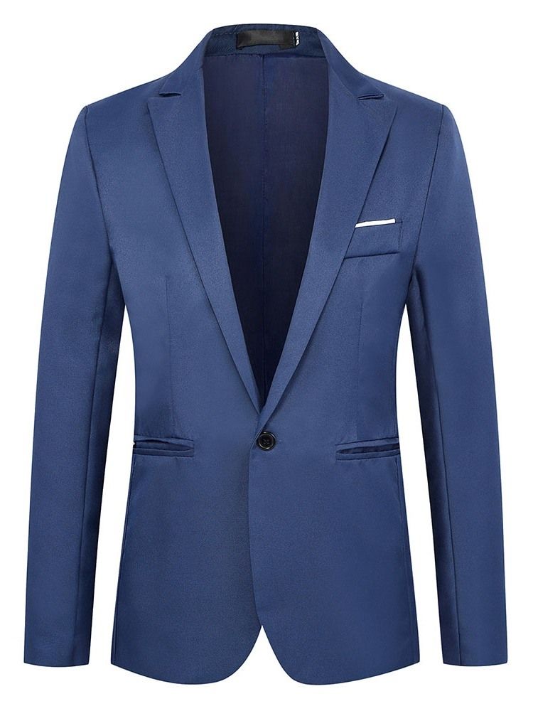 Blazer Masculino Fino De Lapela Entalhada Com Um Botão