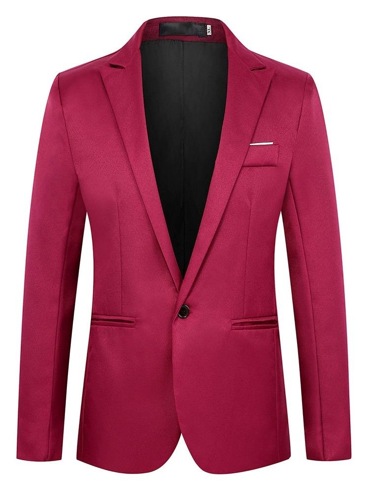 Blazer Masculino Fino De Lapela Entalhada Com Um Botão