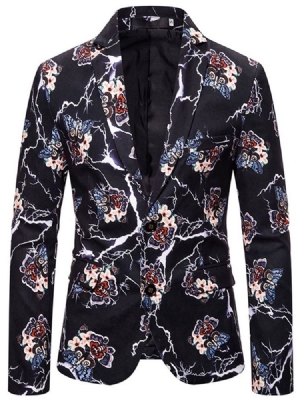 Blazer Masculino Fino De Lazer Com Estampa De Lapela Entalhada
