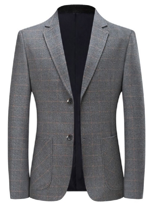Blazer Masculino De Lapela Entalhada Em Xadrez Simples