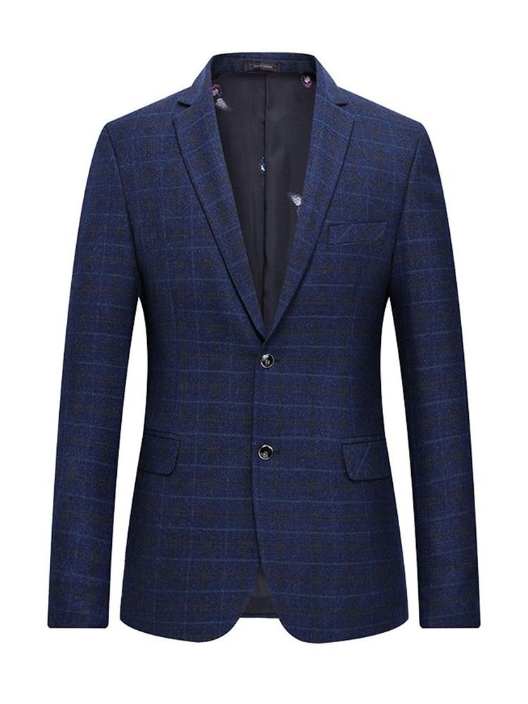 Blazer Masculino De Lapela Entalhada Xadrez De Dois Botões