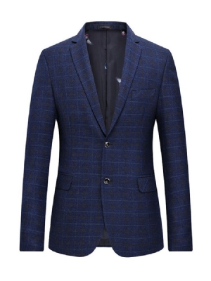 Blazer Masculino De Lapela Entalhada Xadrez De Dois Botões