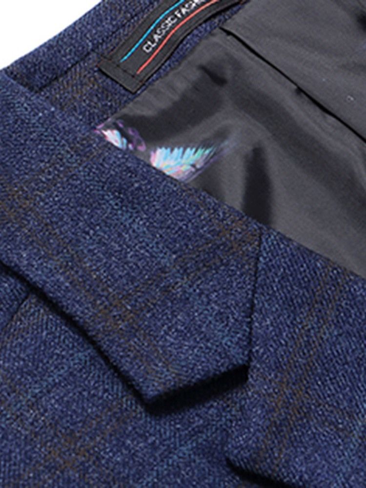 Blazer Masculino De Lapela Entalhada Xadrez De Dois Botões