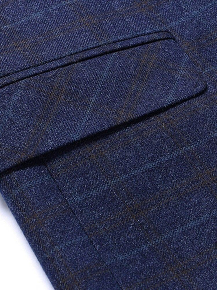 Blazer Masculino De Lapela Entalhada Xadrez De Dois Botões