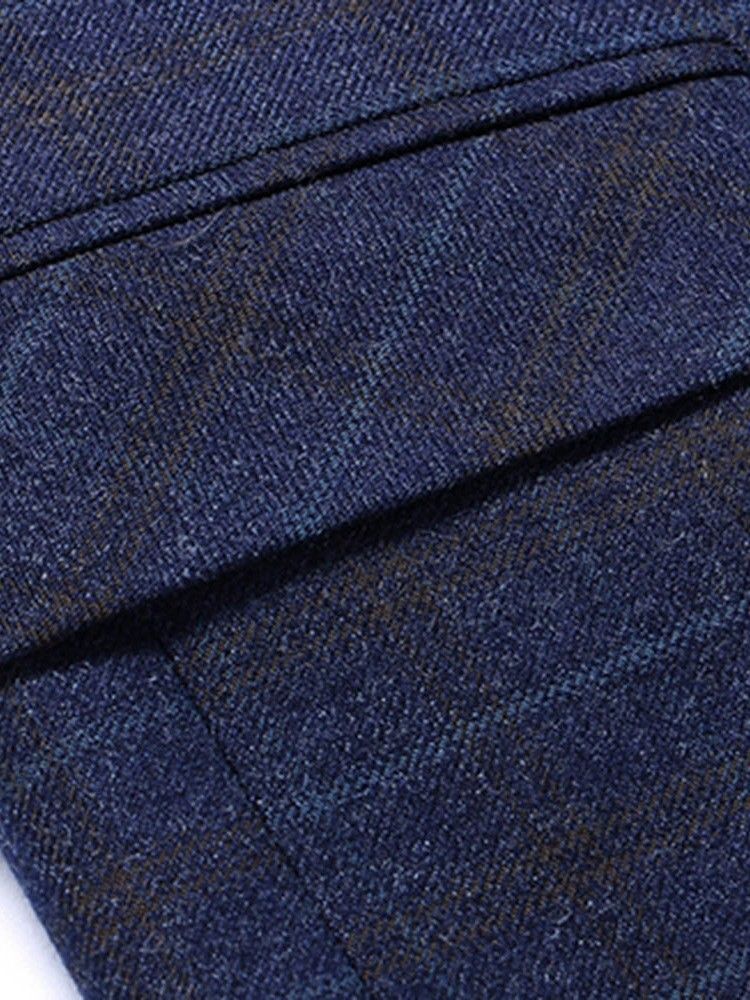 Blazer Masculino De Lapela Entalhada Xadrez De Dois Botões