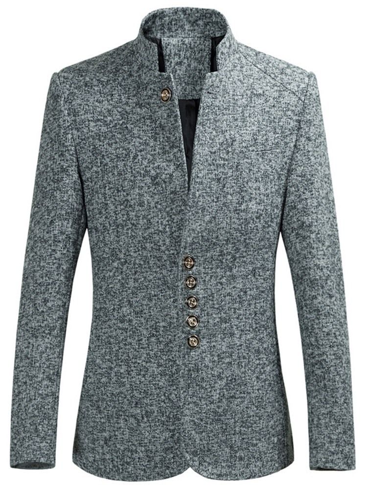 Blazer Masculino De Lazer Com Gola Mandarim E Botão Fino