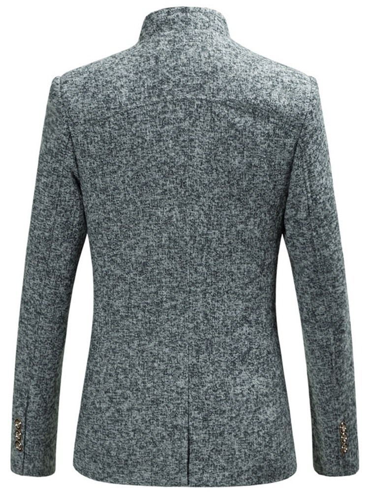 Blazer Masculino De Lazer Com Gola Mandarim E Botão Fino