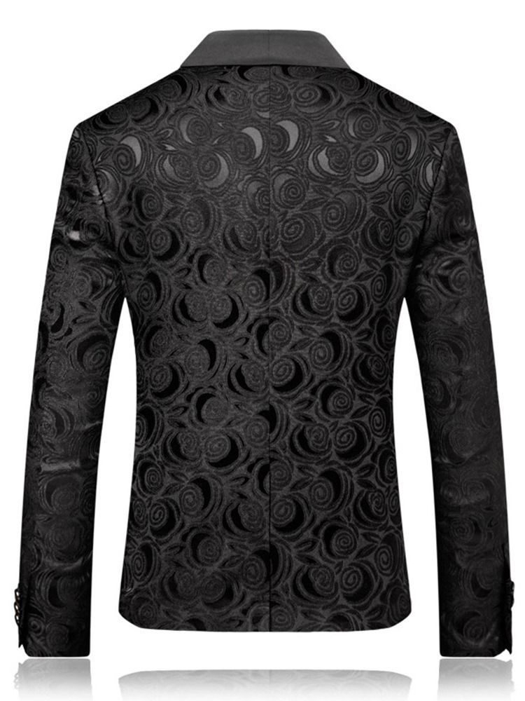Blazer Masculino De Lazer Geométrico Com Lapela Entalhada
