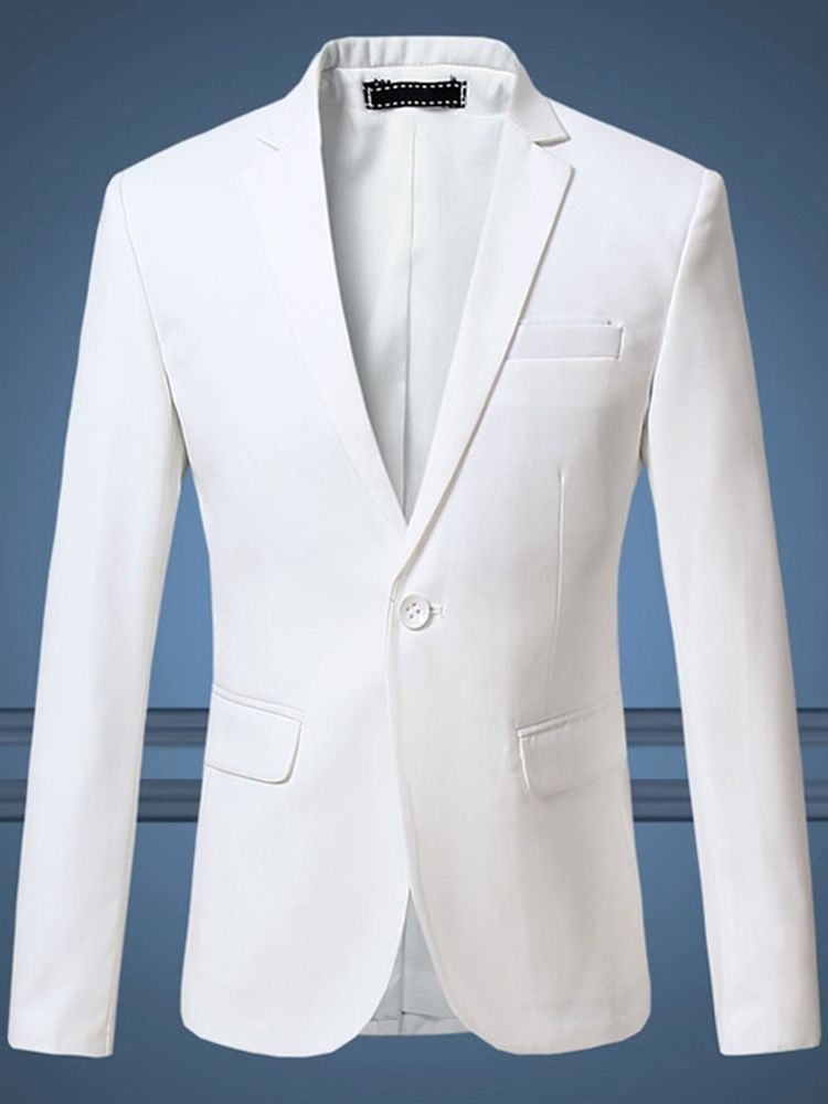 Blazer Masculino Liso Plus Size Com Lapela Entalhada De Um Botão