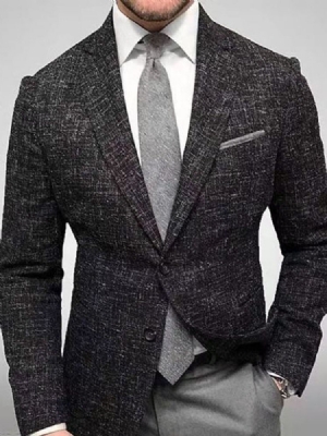 Blazer Masculino Slim Com Lapela Entalhada De Peito Único
