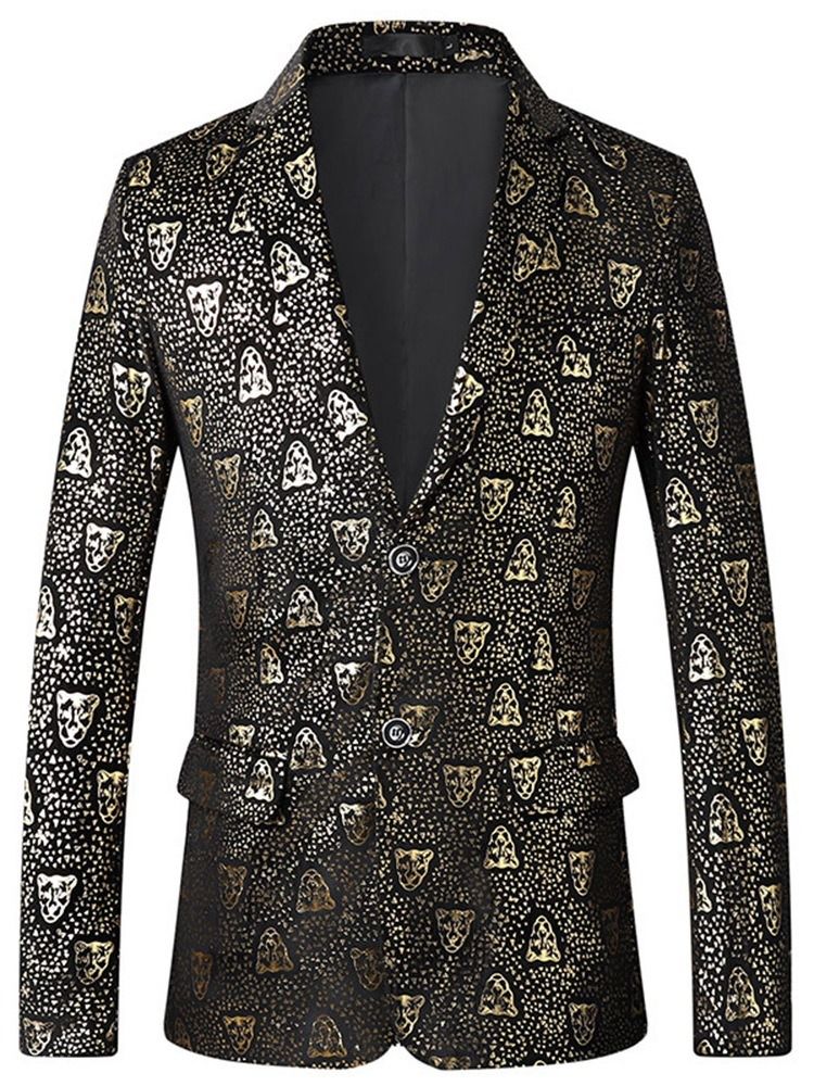 Blazer De Peito Único Masculino Com Lapela Entalhada Color Block