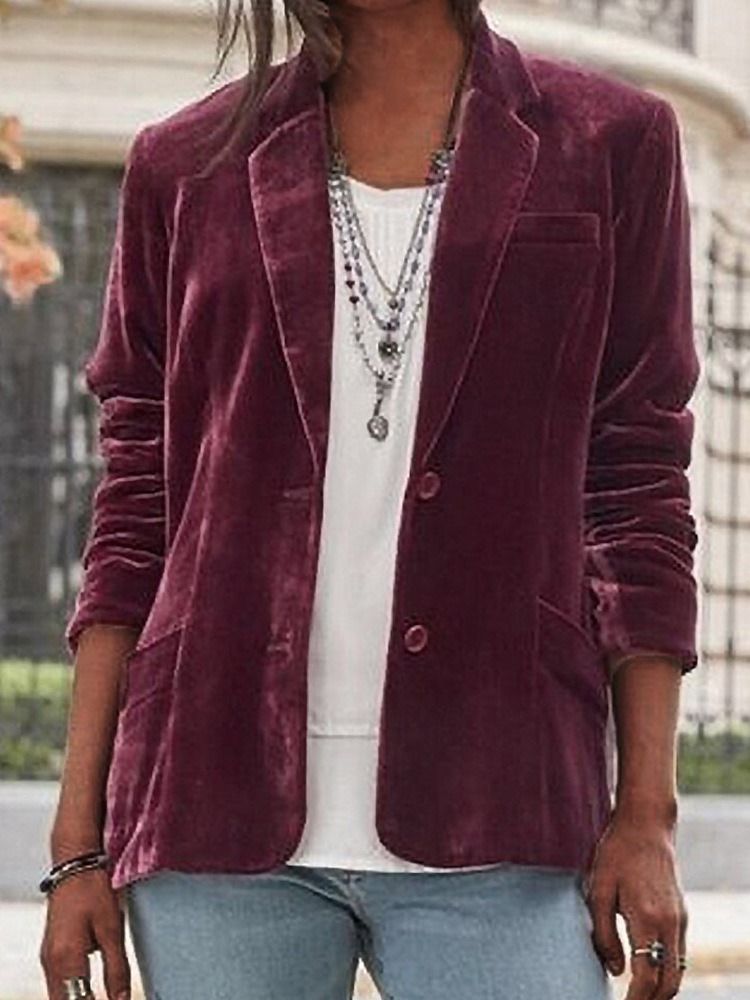 Blazer Simples De Manga Comprida De Peito Único Outono Regular Casual Feminino