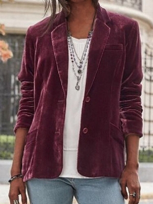 Blazer Simples De Manga Comprida De Peito Único Outono Regular Casual Feminino