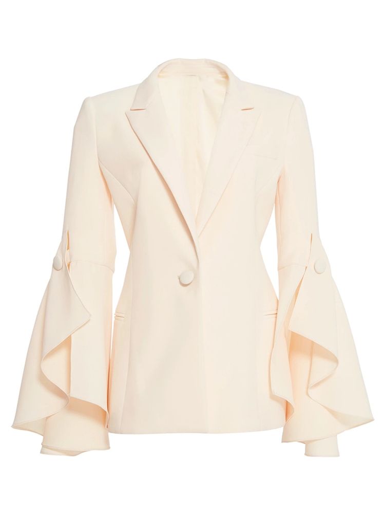 Blazer Simples De Um Botão Com Babados Femininos