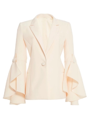 Blazer Simples De Um Botão Com Babados Femininos