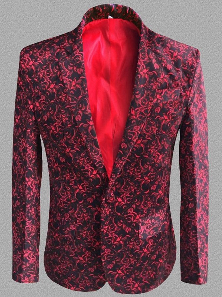 Blazers De Lazer Masculinos Com Lapela Entalhada De Botão