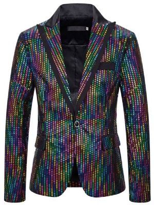 Blazers De Lazer Masculinos Com Lapela Entalhada Lantejoulas Casuais
