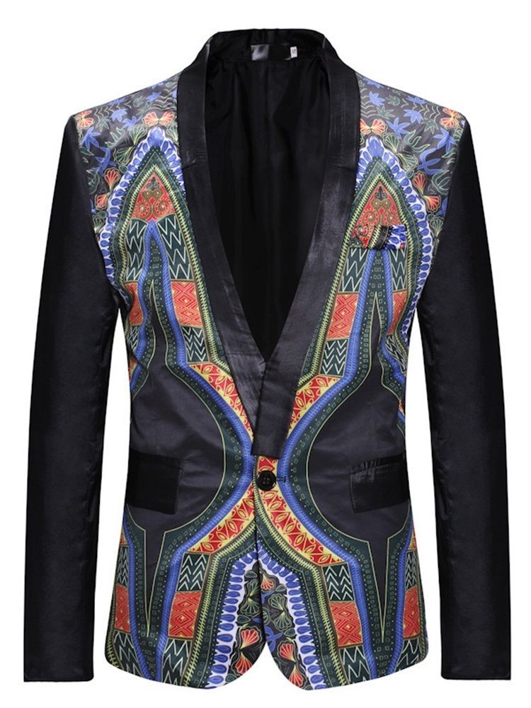 Blazers De Lazer Masculinos Geométricos De Um Botão Da Moda
