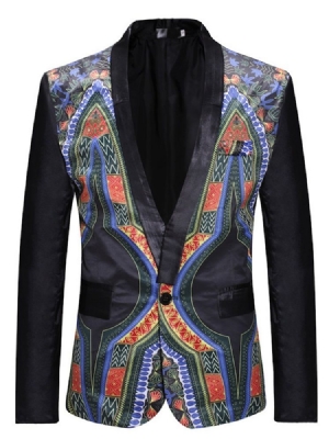Blazers De Lazer Masculinos Geométricos De Um Botão Da Moda