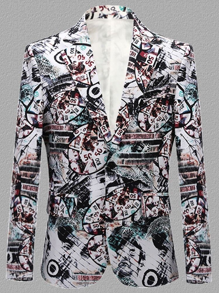 Bloco De Cor De Lapela Entalhada Terno Casual Masculino