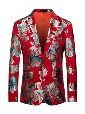 Bloco De Cor De Lapela Entalhado Moda Lazer Blazers Masculinos