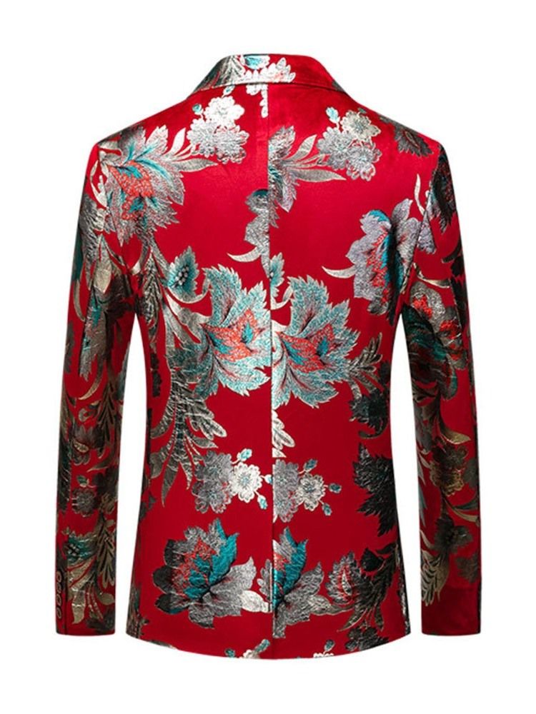 Bloco De Cor De Lapela Entalhado Moda Lazer Blazers Masculinos