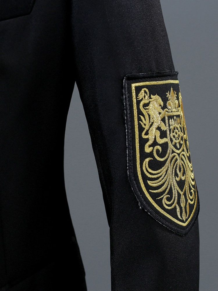 Bloco De Cor De Lapela Entalhado Traje Masculino Casual Blazer