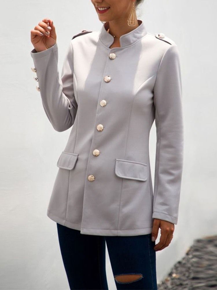 Colarinho Simples Manga Longa Outono Regular Casual Blazer Feminino
