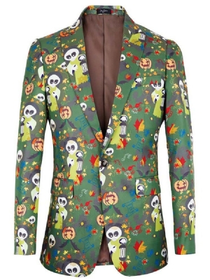Desenhos Animados Blazers De Lazer Masculinos Com Estampa De Natal