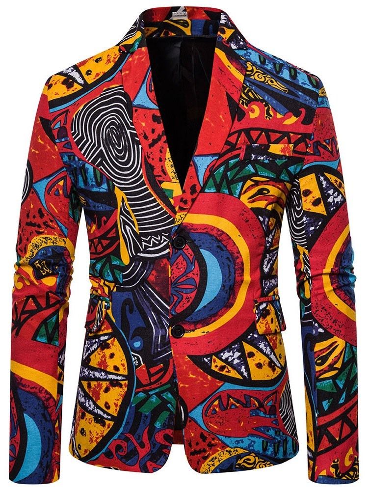 Estampa Blazer Casual Masculino Com Seios Únicos