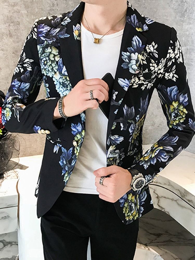 Estampa Blazers Casual Slim Masculino Lazer