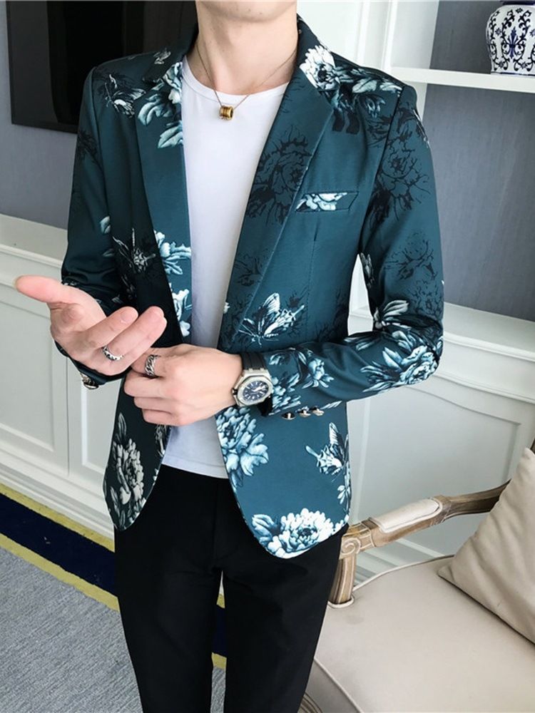 Estampa Blazers Casual Slim Masculino Lazer