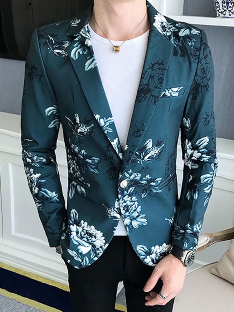 Estampa Blazers Casual Slim Masculino Lazer