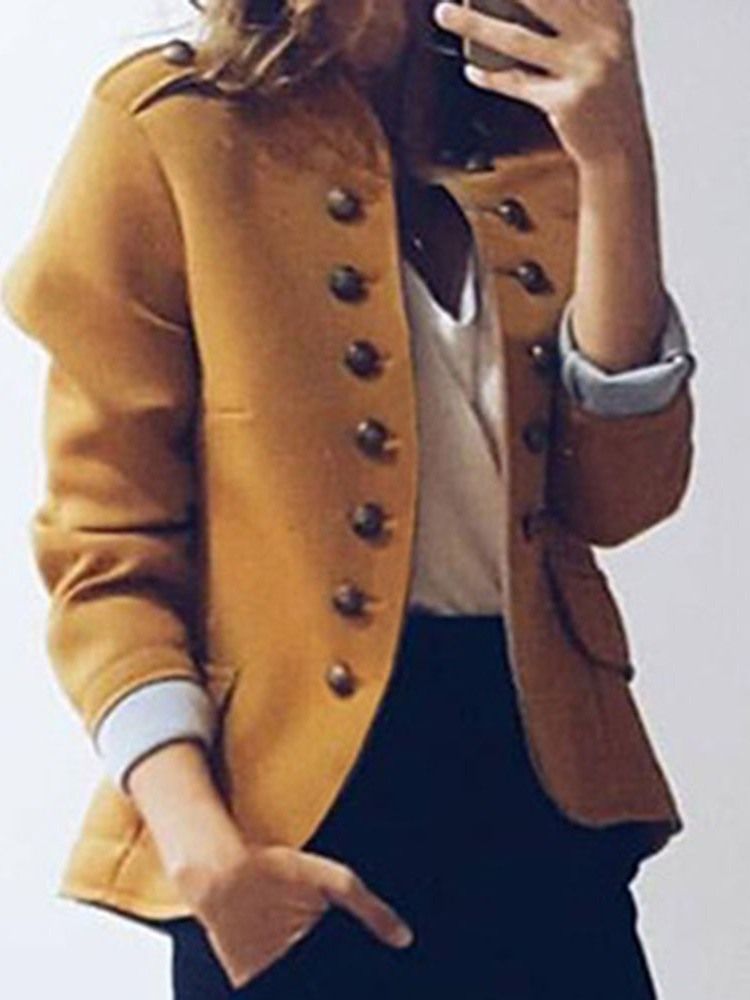 Feminino Gola Lisa De Nove Pontos Manga Padrão Outono Casual Blazer