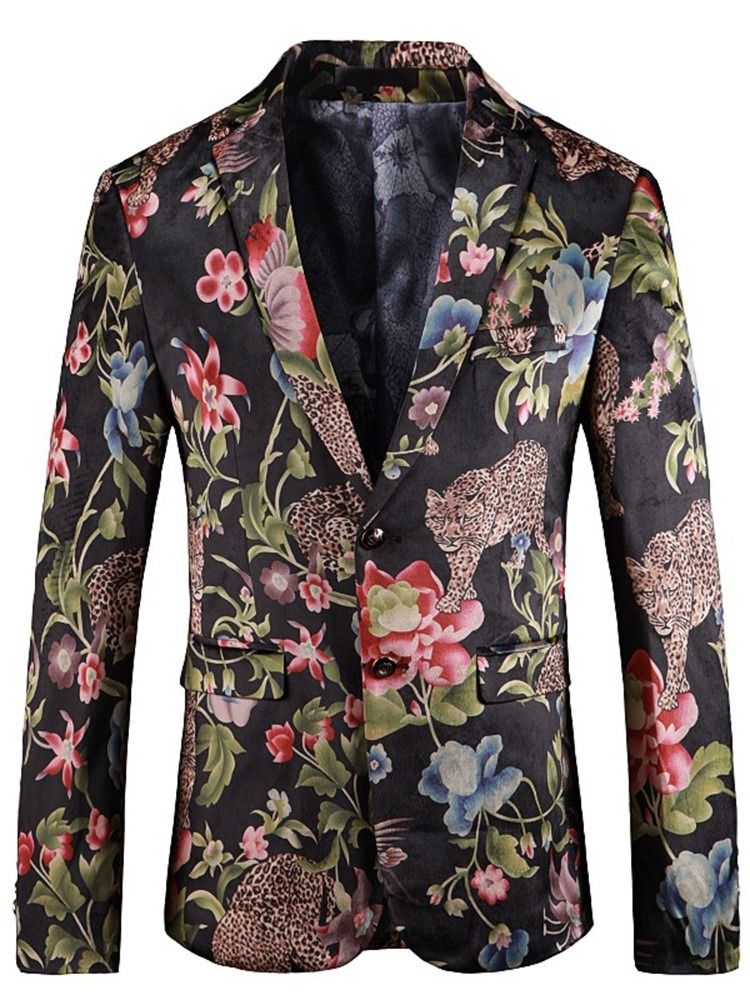 Imprimir Animal Blazer Masculino Com Seios Únicos
