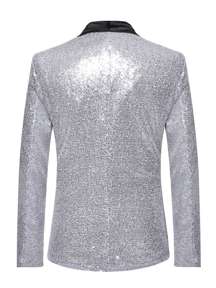 Lantejoulas Patchwork Blazer De Bola Masculina De Um Botão