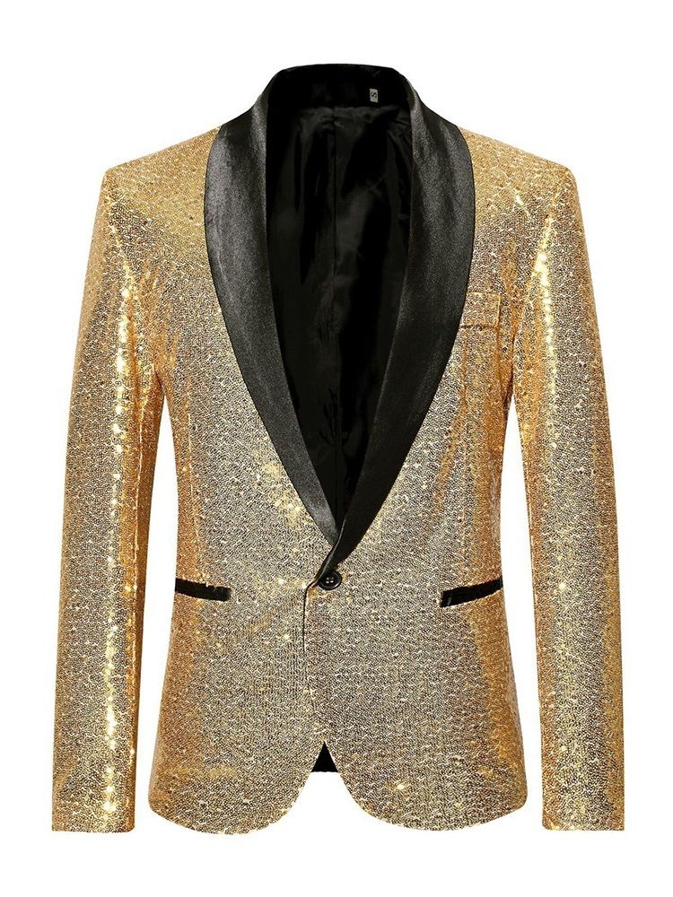 Lantejoulas Patchwork Blazer De Bola Masculina De Um Botão